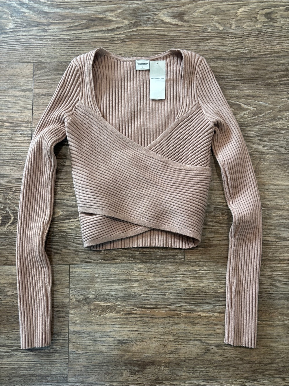 Abercrombie & Fitch Cropped Ribbed Crossover Sweater Women's Size Small NWT